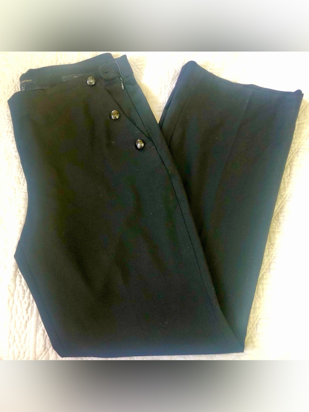 Banana Republic Black Women’s Sailor Dress Pants with Jewel Buttons